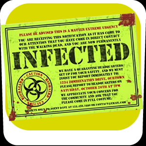 Infected Notice Zombie Halloween Party Invitations