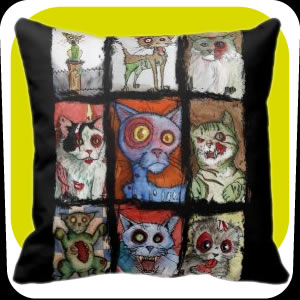 9 zombie cats pillow